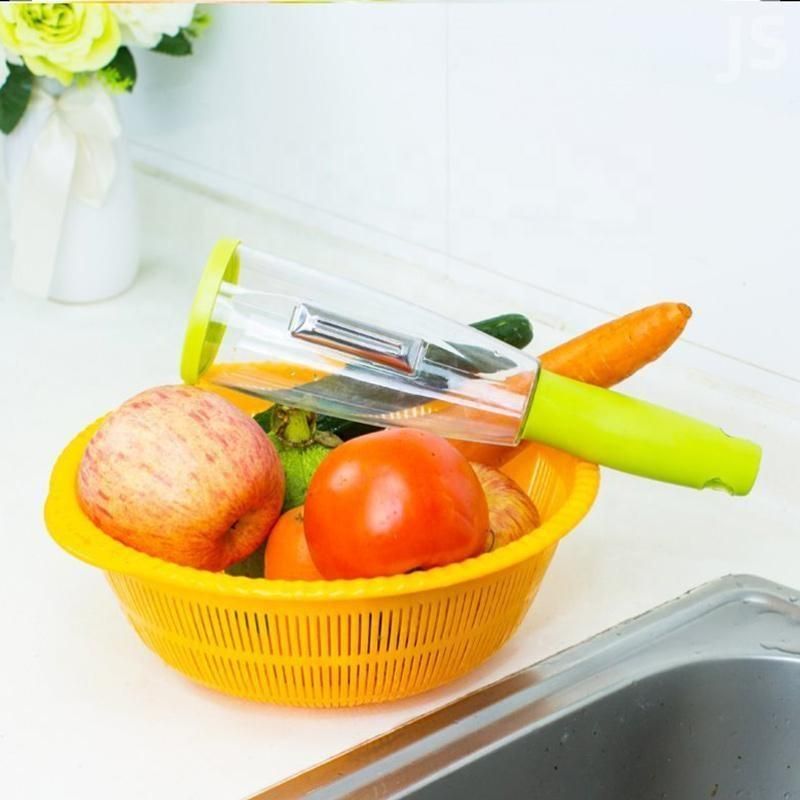 Vegetable and Fruit Peeler with Container – Stainless Steel Blade