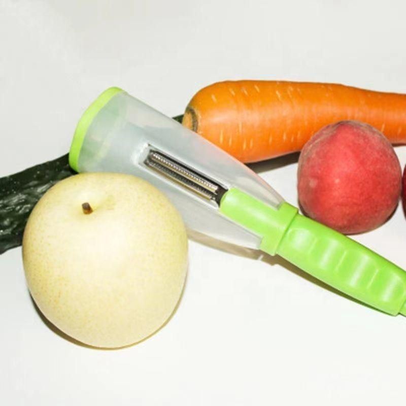 Vegetable and Fruit Peeler with Container – Stainless Steel Blade