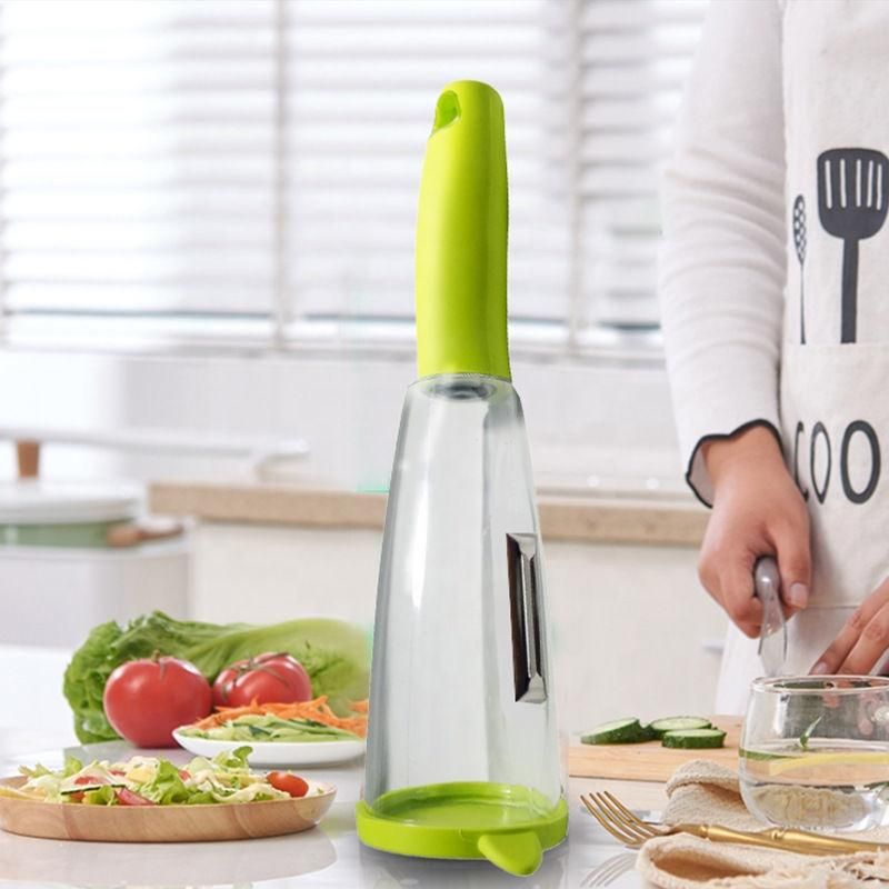 Vegetable and Fruit Peeler with Container – Stainless Steel Blade