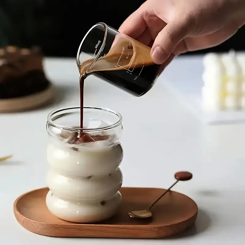 Wave Shape Glass with wood cap (Pack of 1) Home & Kitchen