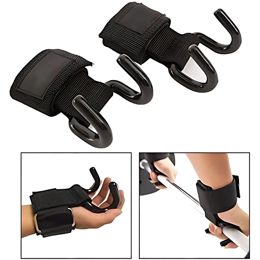 Weight Lifting Rod Hooks Wrist Support (Pair of 1)