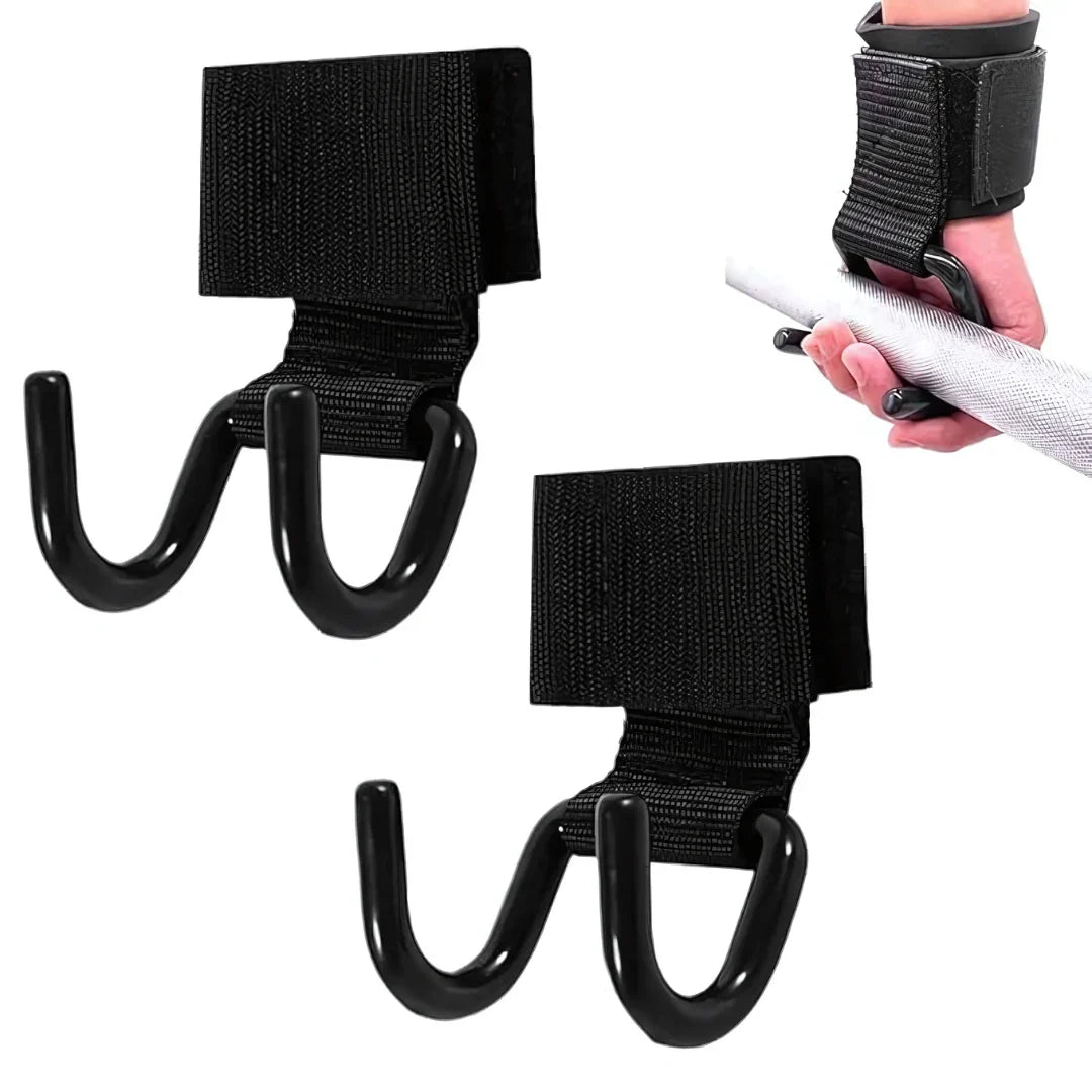 Weight Lifting Rod Hooks Wrist Support (Pair of 1)