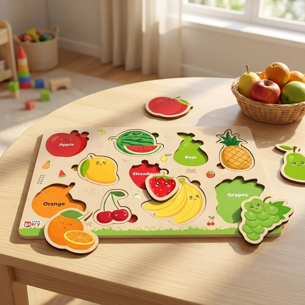 Best wooden fruits puzzle learning educational board - toys & games | 2026 | fast shipping