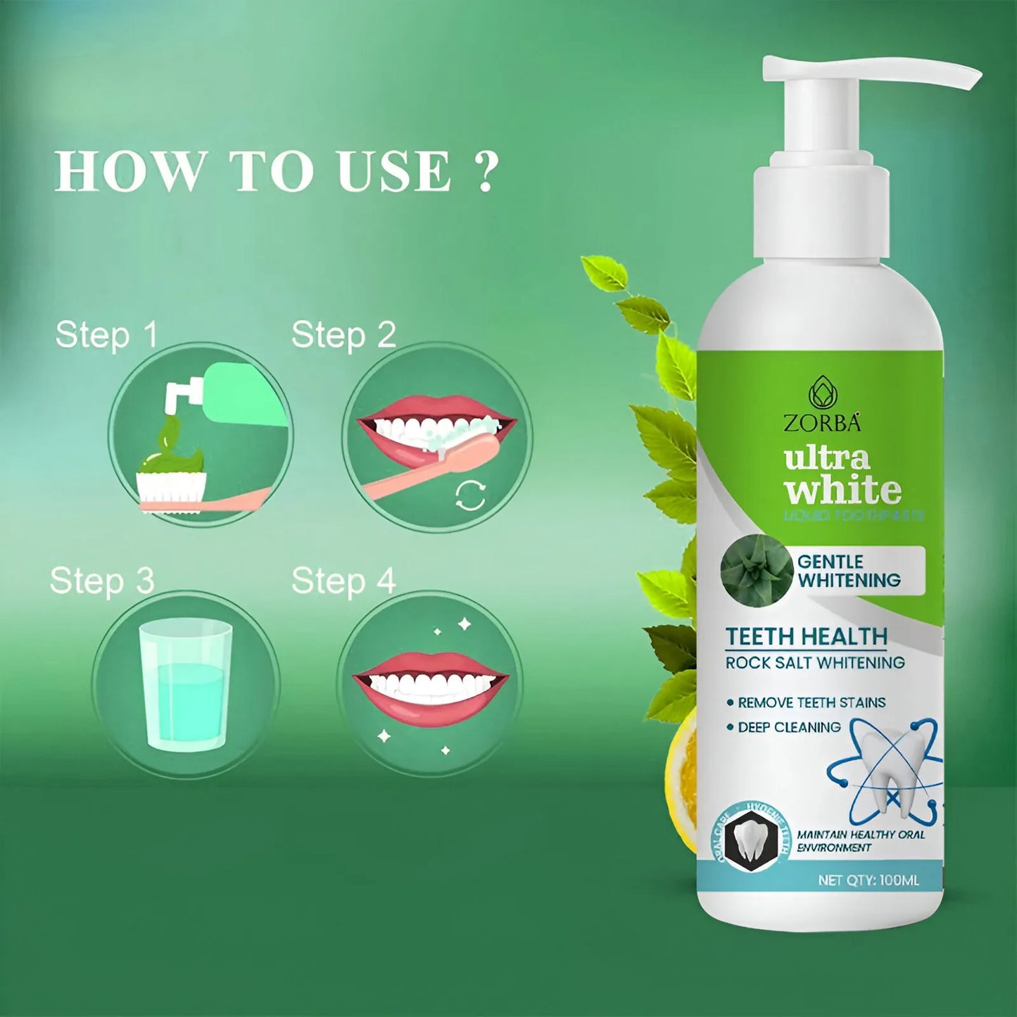 Zorba Ultra White Liquid Toothpaste 100ML (Pack of 2) Toothpaste