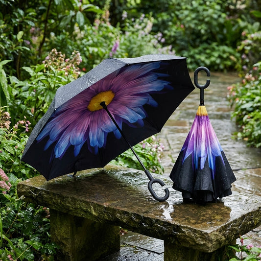 Double Layer Strong waterproof Umbrella with C- Shape Handle
