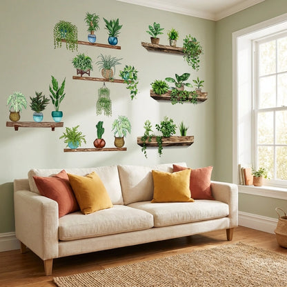 Plants Monstera Leaf Wall  Creative Wall Stickers (Pack of 4)