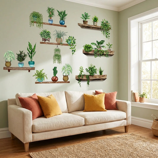 Plants Monstera Leaf Wall  Creative Wall Stickers (Pack of 4)