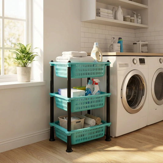 3 Layer Squre Kitchen Trolley Basket
