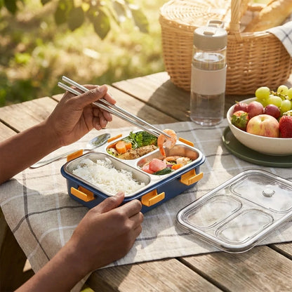 3-Compartment Steel Lunch Box