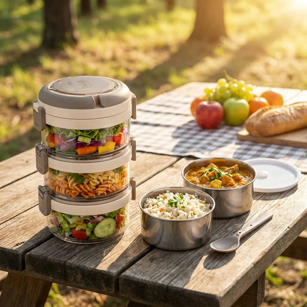 Ganesh Steko-3 Triple Layer Stainless Steel Insulated Lunch Box Set