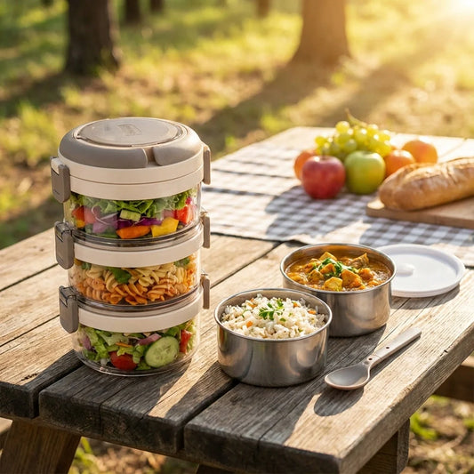 Ganesh Steko-3 Triple Layer Stainless Steel Insulated Lunch Box Set