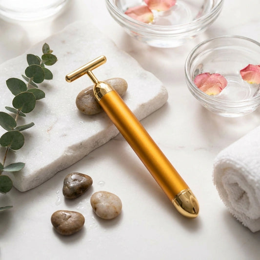 24K Gold Energy Beauty Bar Electric Facial Massage Roller