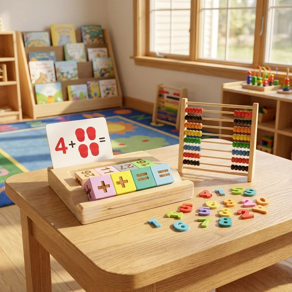 Wooden Math Flash Card Game