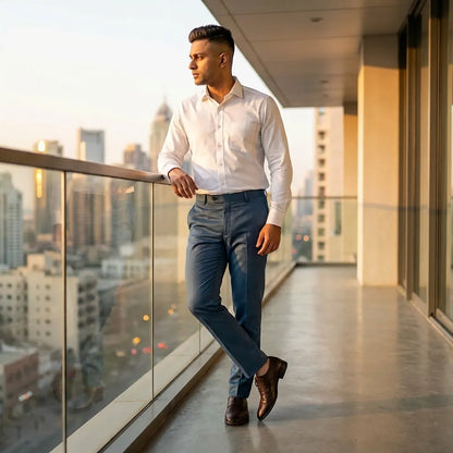 Modern Blue Formal Trousers