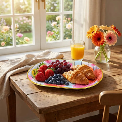 Plastic Flower Printed Design Serving Tray