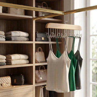 Multifunctional Wooden Hanger with Metal Hooks (Pack of 1)