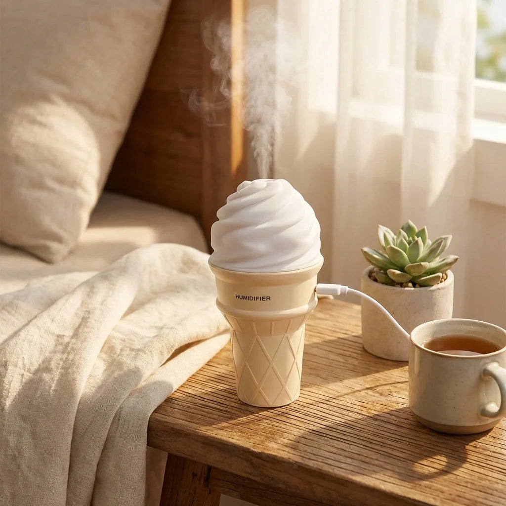 Ice Cream Cone Shape Air Freshener Humidifier (1pc  Cream Color)