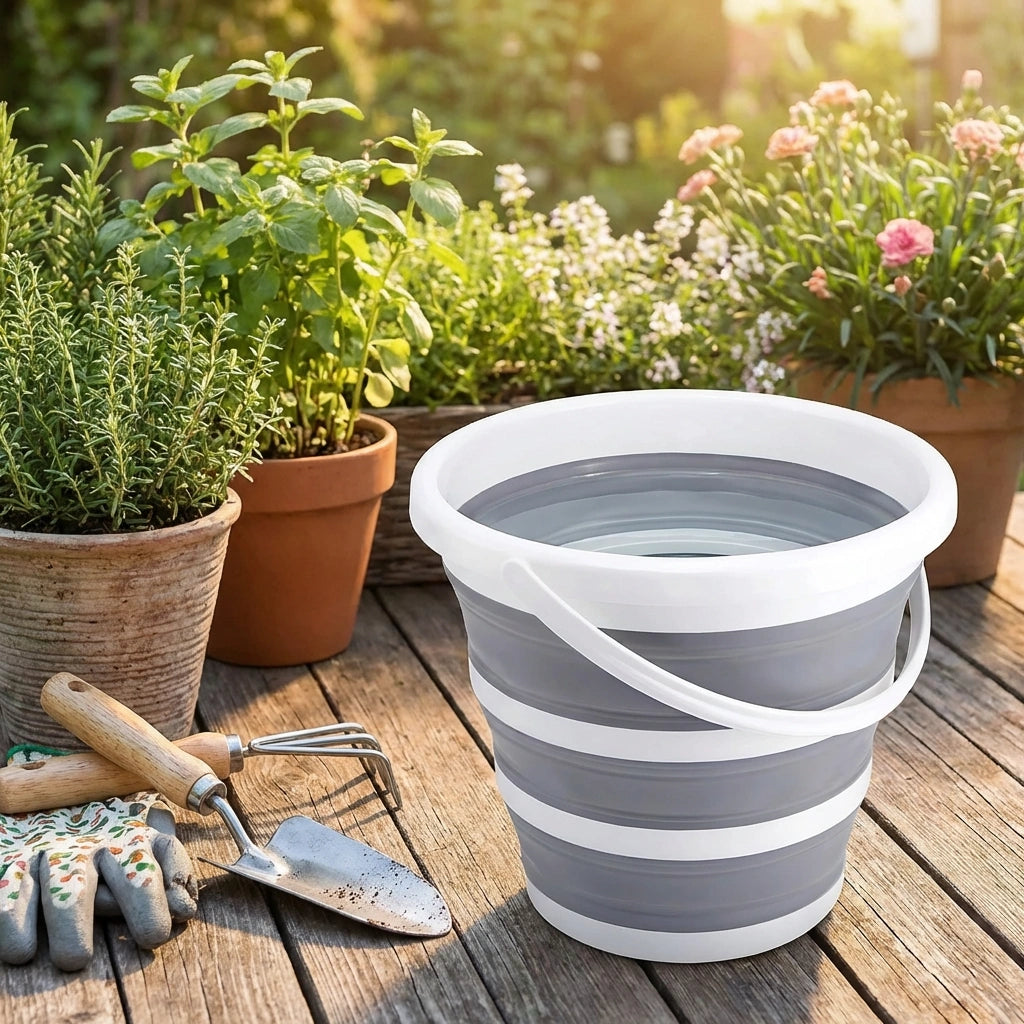 PVC Coated Collapsible Foldaway Bucket(Assorted Colors)