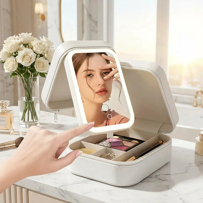 White Jewelry Box with LED Mirror