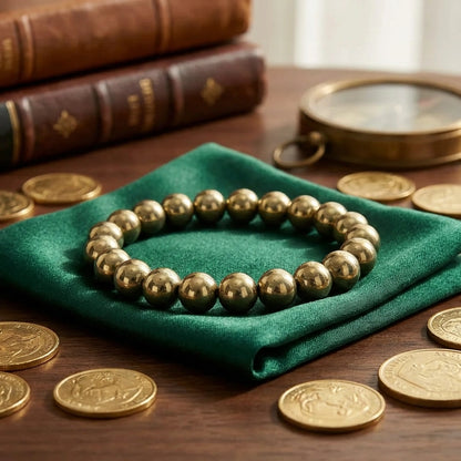 Golden Pyrite Bracelet - 8mm Beads