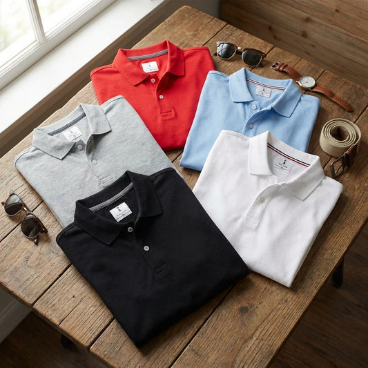 Plane Matty Solid Half Sleeves Mens Polo neck T-Shirt Pack Of 5