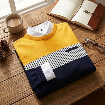 TRYTHIS Cotton Stripes Full Sleeves Round Neck Mens T-Shirt