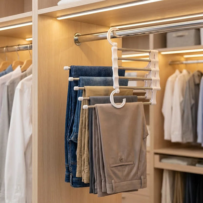 Hanger-5 In 1 Stainless Steel Multifunction Retractable Rack Trouser Hanger(Pack of 2)