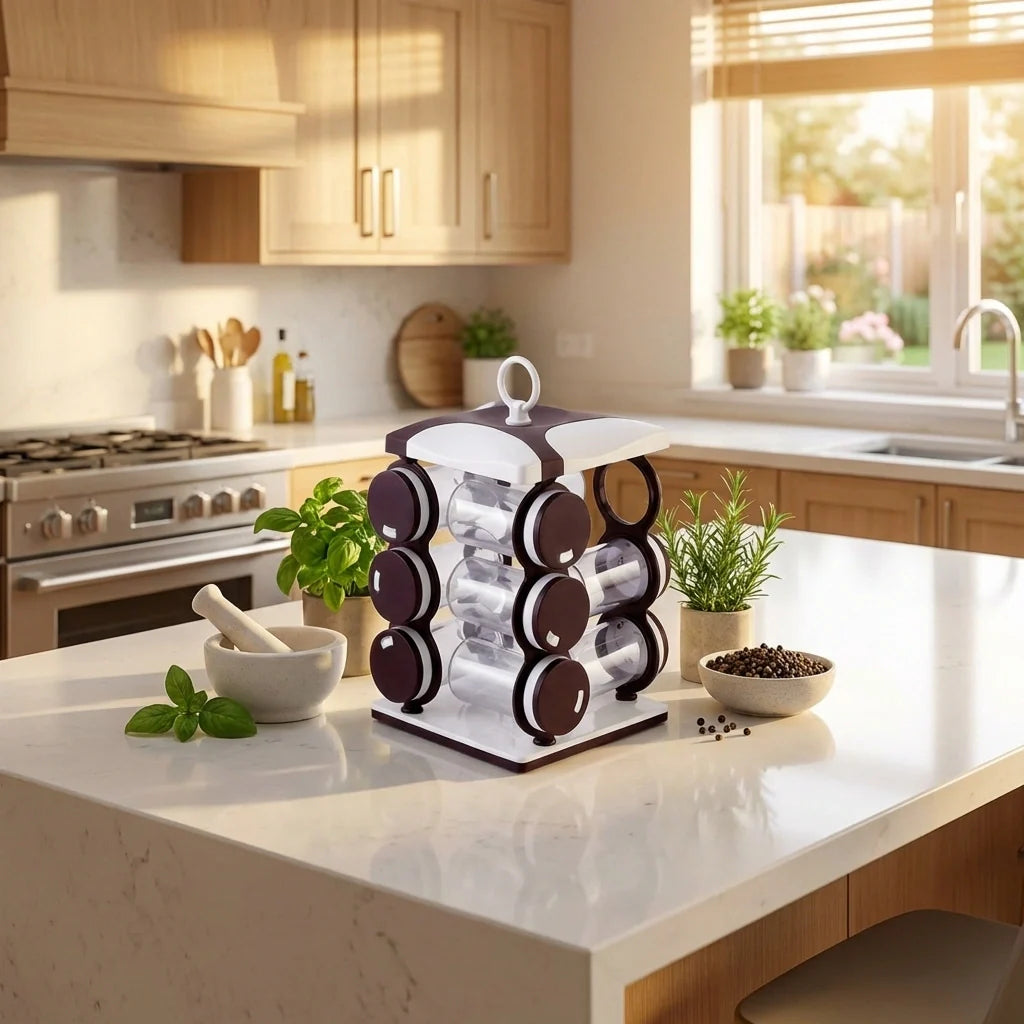 12 Pcs Revolving Spice Rack