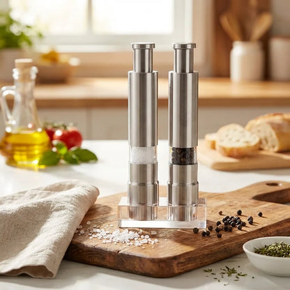 Stainless Steel Thumb Presser Salt And Pepper Grinder