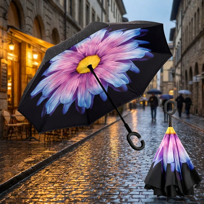 Double Layer Strong waterproof Umbrella with C- Shape Handle