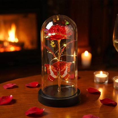 Elegant Led Eternal Rose In Plastic Dome (1 Pc  Battery Not Included)