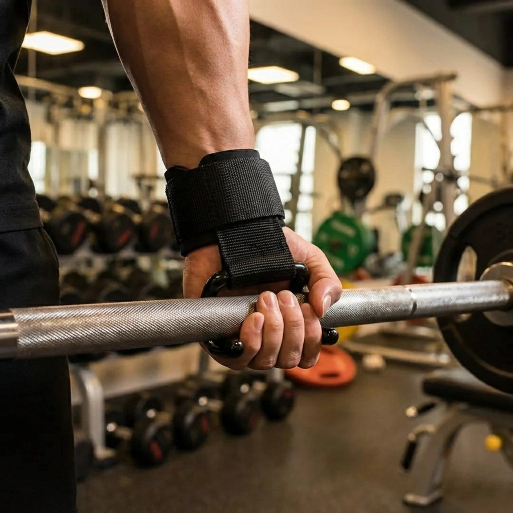 Weight Lifting Rod Hooks Wrist Support (Pair of 1)