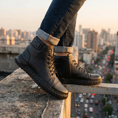 Men's Black Korean Style Sneakers Boot