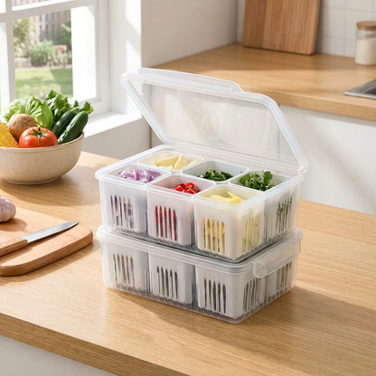 6 Grid Fridge Storage Boxes Containers