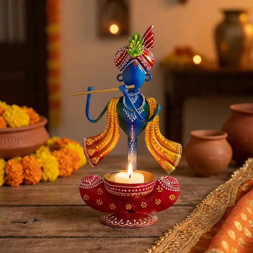 Blue & Red Krishna Idol Showpiece