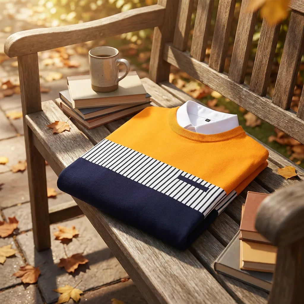 TRYTHIS Cotton Stripes Full Sleeves Round Neck Mens T-Shirt