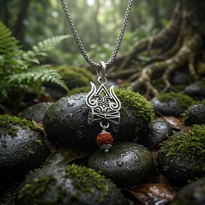 Trishul Damru Rudraksha Pendant Chain