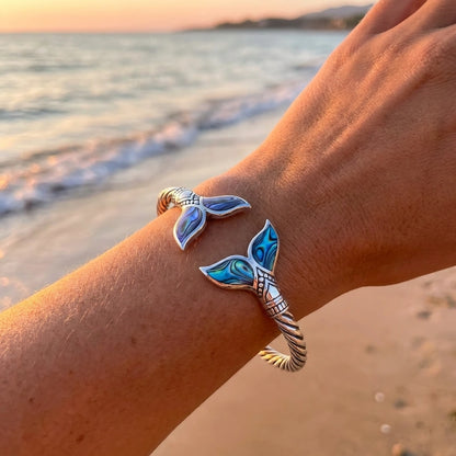 Abalone Shell Mermaid Tail Bangle Bracelet