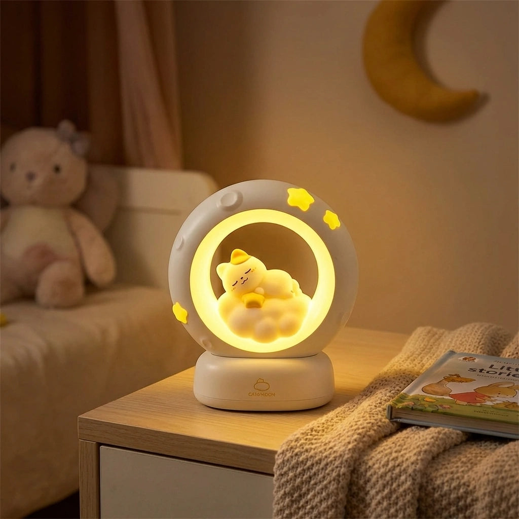 Sleeping Cat LED Night Light Lamp with Touch Control