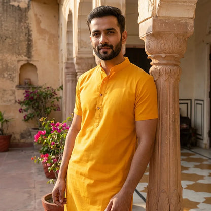Solid Yellow Slim Shirt
