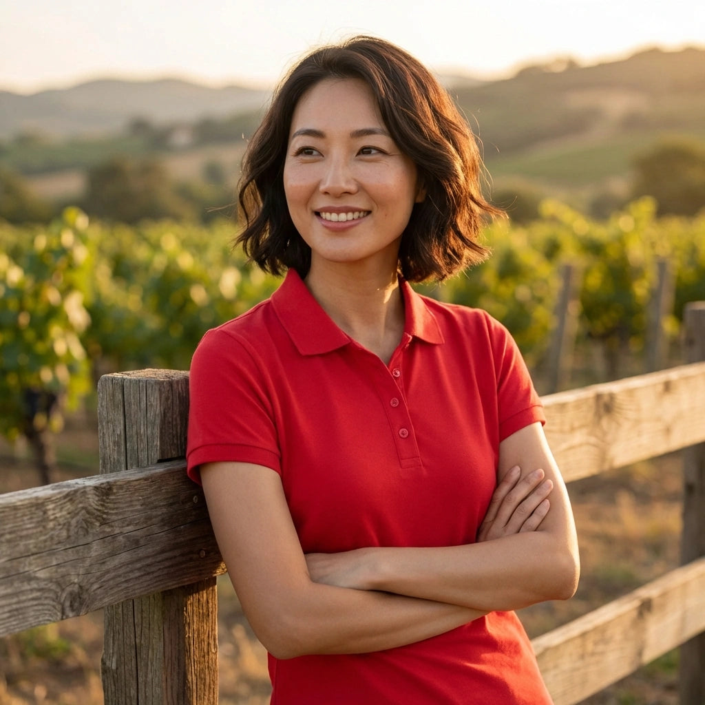 Red Cotton Blend Polo Neck Tshirt