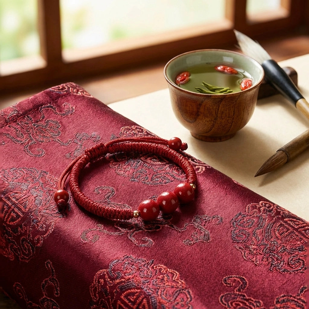 Hand-Woven Cinnabar Small Beads Bracelet