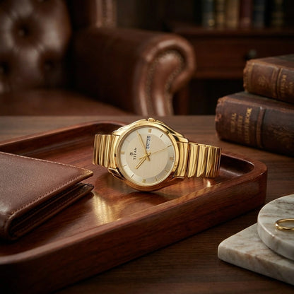Men Gold-Toned Dial Watch