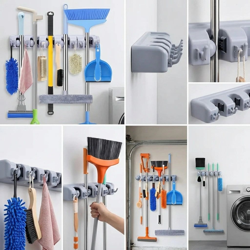 Multipurpose Wall Mounted Organizer Mop and Broom Holder