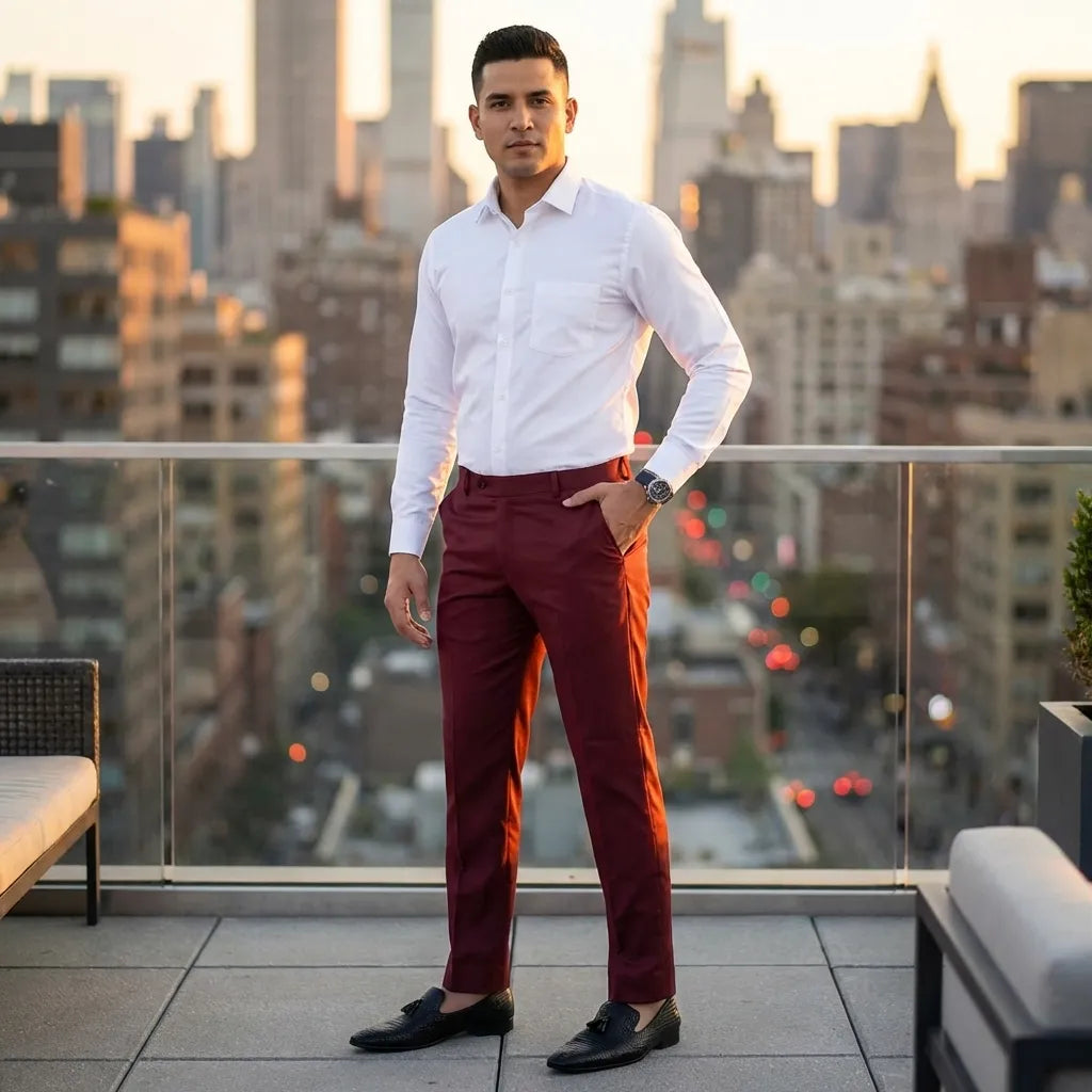Maroon Office Formal Trousers