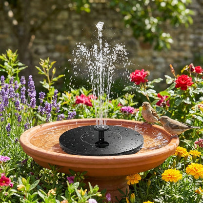 Fountain Solar Power Floating Water Pump for Pool Pond Garden and Patio Plants Round 7V 1.4W (Black)