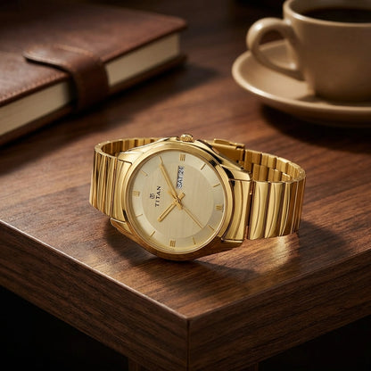 Men Gold-Toned Dial Watch