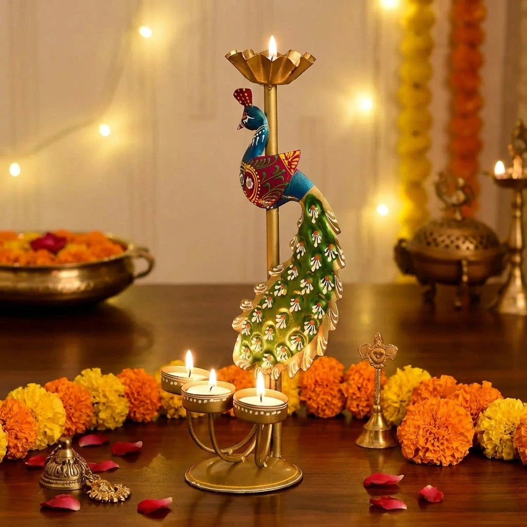 Crafted Peacock Tealight Holder