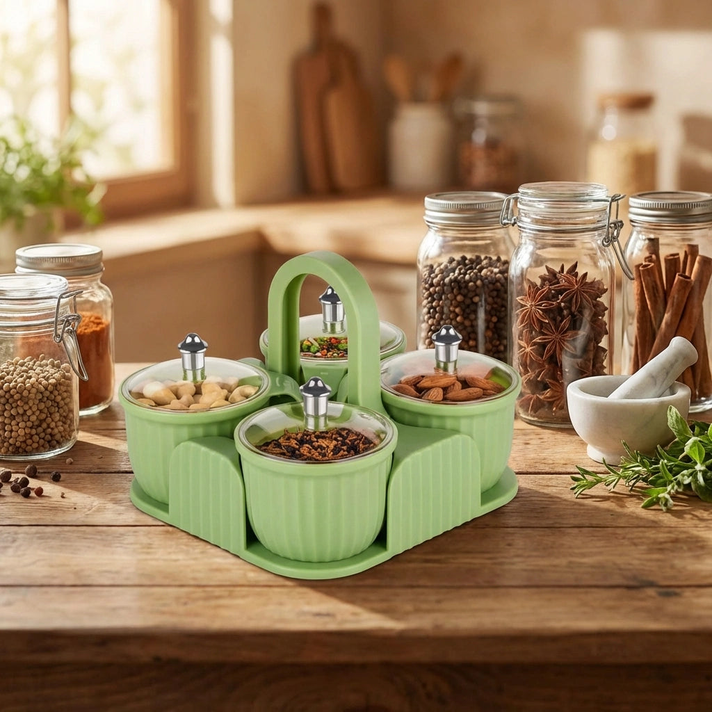 Multipurpose 4 pcs Storage Jar with Tray