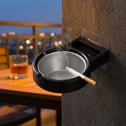 Stainless Steel Wall-Mounted Ashtray & Cigarette Lighter Storage Rack
